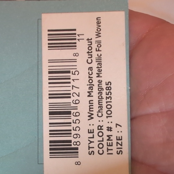 Tom's Size 7 Metallic Foil Champagne Majorca Cut Out Heels, NEW - Picture 7 of 11